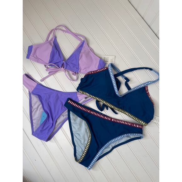 NWT Cupshe Two Piece Swimsuit Superbloom Crossback Top & V-Waist Bottom BUNDLE S - Picture 2 of 6